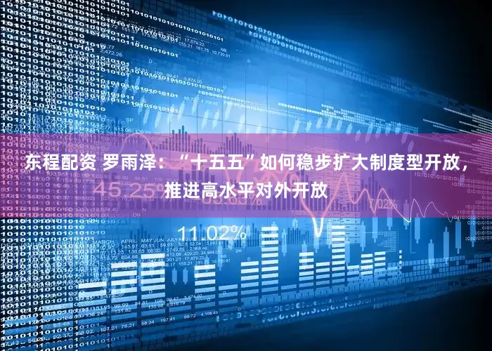 东程配资 罗雨泽：“十五五”如何稳步扩大制度型开放，推进高水平对外开放